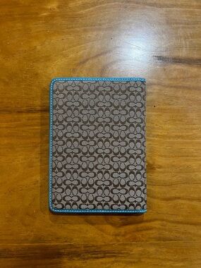 Coach Signature Photo Album with Turquoise Leather Trim